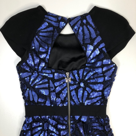 LIPSY VIP UK Blue Sequin Knee Length Dress - Picture 6 of 8